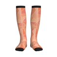 thumbnail image 2 of Socks Calf Pressure Socks Breathable Moisture Absorbent 11.8in×7.9in Full Print Designed For Hiking Walking Sports Lightsalmon Geometric Lines_2 3 Black, 2 of 8
