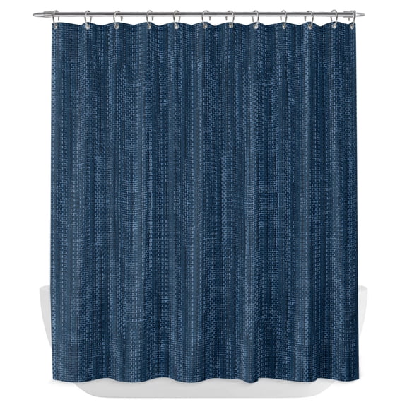 Dark Blue Shower Curtain - Water Repellent Fabric Shower Curtains Washable, Modern Minimalist Solid Color Decorative Polyester Cloth Bathroom Curtains Modern Bath Decor 72"x72"