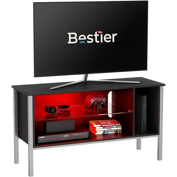 BESTIER 44 inch Gaming TV Stand for 50" TV, LED Light with Storage