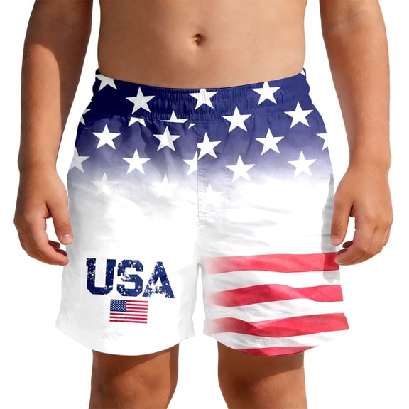 CONROSES Independence Day Toddler Boys Swim Trunks Patriotic Usa Flag Star Striped Graphic Board Shorts for Boy Casual 4Th Of July Cozy Dailywear 3-4 Years