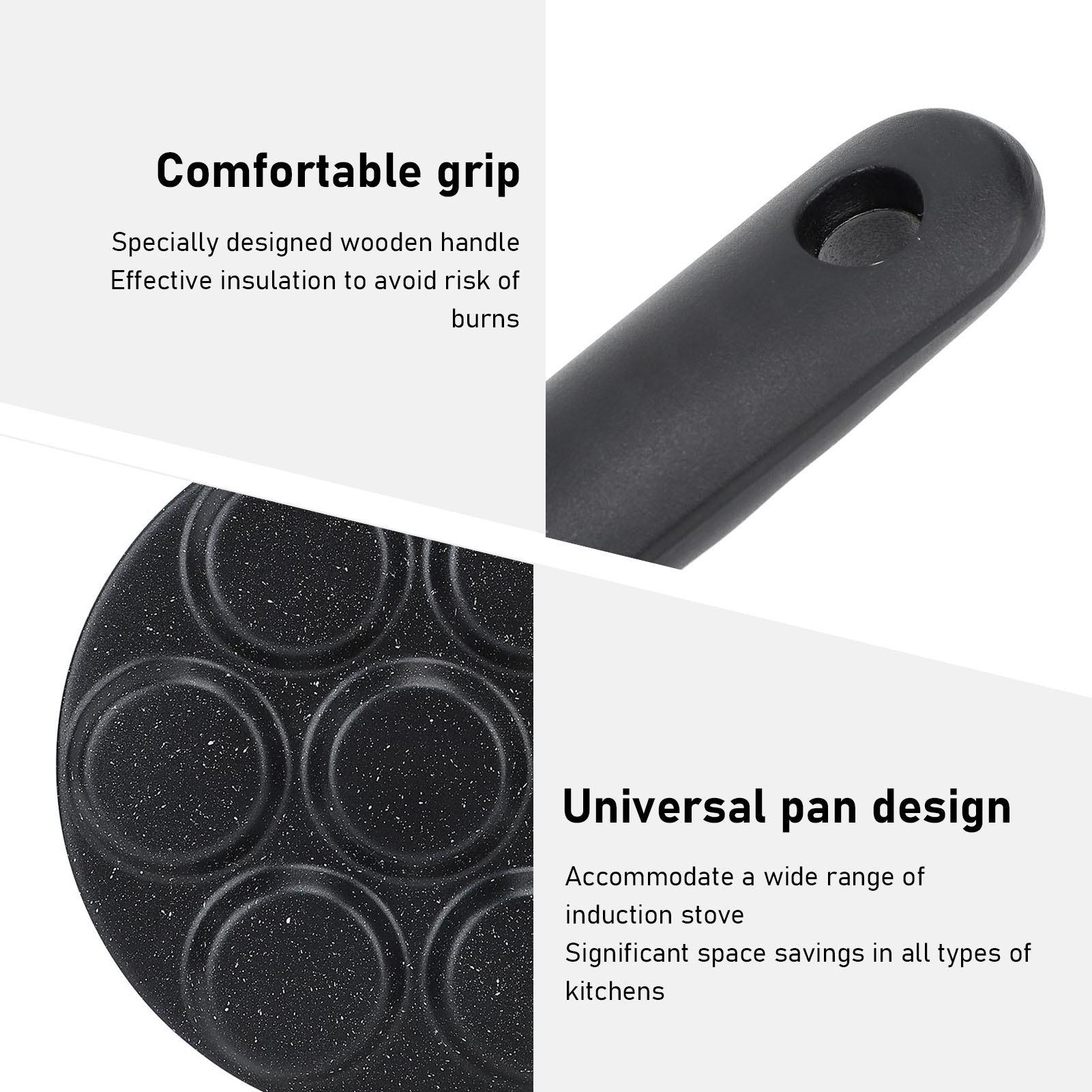 LAZIOEGR Premium Egg Frying Pan Non Stick Refined Iron Round Fried Cooker with Ergonomic Handle, Essential Household Supplies for Kitchen, Black Matte Finish, 10 Inches / 25.4 cm Size