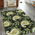 thumbnail image 3 of Black Teal Boho Botanical Area Rug 4x6 Washable Rug Non Slip Southwestern Retro Ethnic Tribal Large Area Rug Indoor Floor Carpet for Entryway Bedroom Kitchen Living Room Office Dining Room Nursery, 3 of 8