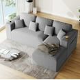 thumbnail image 3 of Wiilayok 110" L-Shape Cloud Sectional Couch with Oversized Chaise,Modern Modular Sofa with Cup Holder and Side Pouch,Comfy Boneless Upholstered Couches for Living Room,Light Grey, 3 of 8