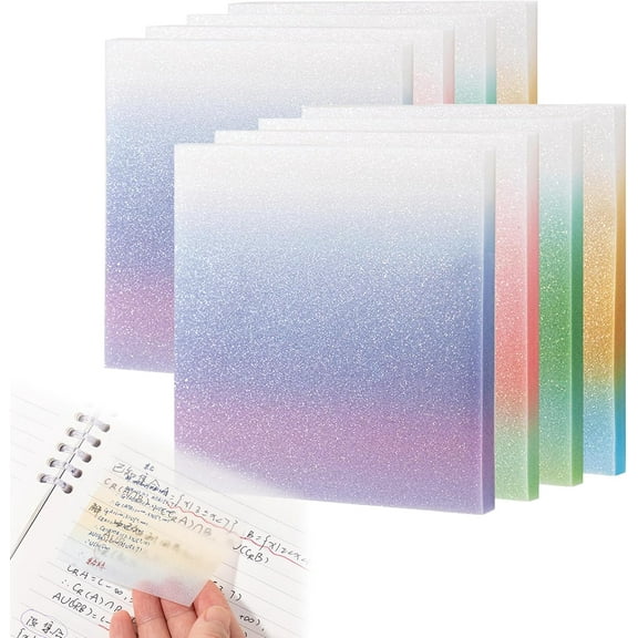 Glitter Sticky Notes, 3x3 Inches, Multicolor, 8 Pads, 400 Count