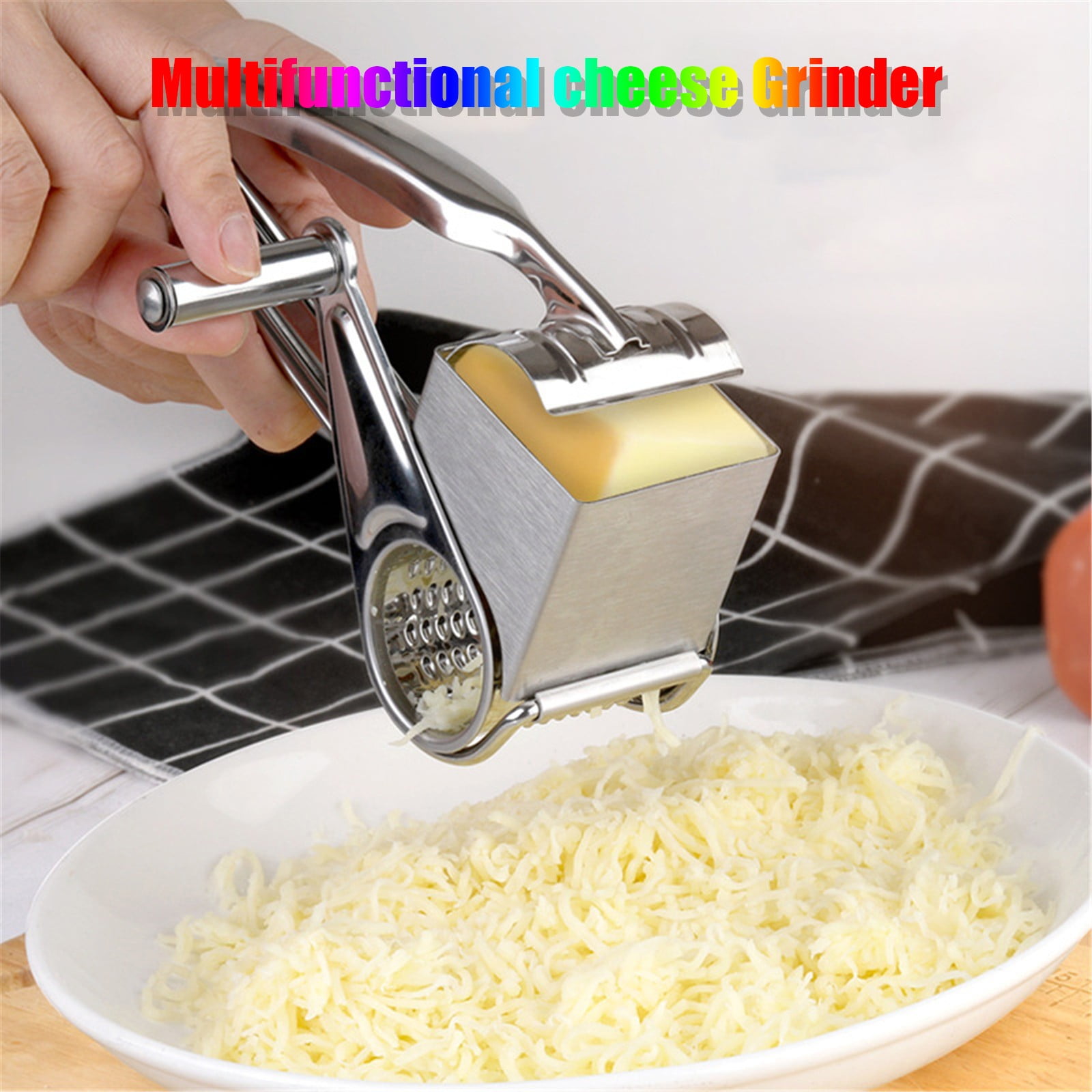 Wqqzjj Kitchen Gadgets Gifts Sale Deals Stainless Steel Cheese Vegetables Grater Rotary Cheese Nut Spice Grater Shredder on Clearance, Size: 8.66*3.54