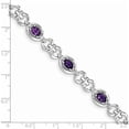 thumbnail image 3 of Sterling Silver Rhodium-Plated Diamond & Amethyst Bracelet (7 X 8) Made In China qx823am, 3 of 5