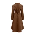 thumbnail image 4 of Blmnix Adjustable Waist Coats for Women Poncho Y2k Jacket Womens Jackets Dressy Casual Tie Jacket Long Sleeve High-Low Brown Long Winter Coat, 4 of 7