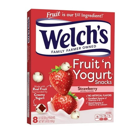 Welchs Fruit n Yogurt Strawberry Fruit Snacks, 8 Ct (Pack of 24)