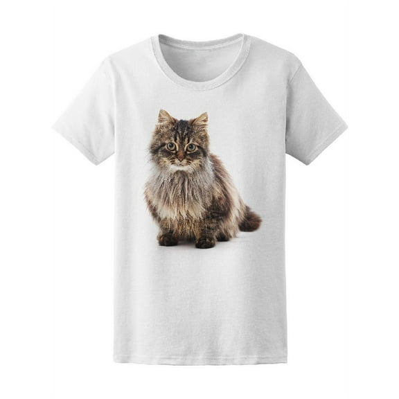 Beautiful Long Hair Cat T-Shirt Women -Image by Shutterstock, Female XX-Large