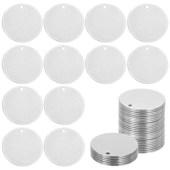 Uxcell 28Pcs 25mm/1" 304 Stainless Steel Flat Round Blank Stamping Tags for DIY Crafts