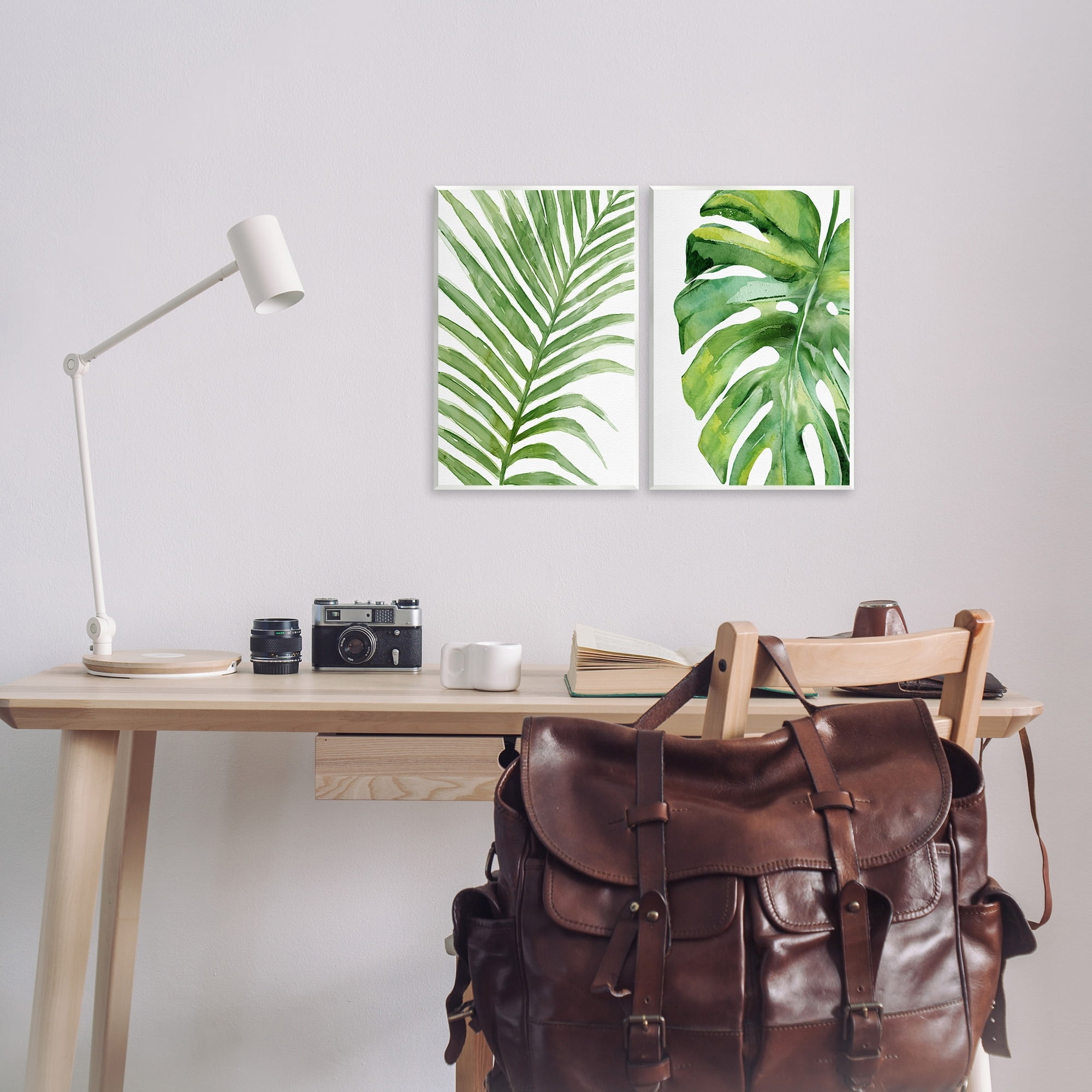 Stupell Industries Tropical Green Palms Minimal White Background Designed by Carson Lyons