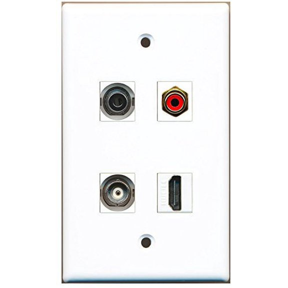 RiteAV - 1 Port HDMI 1 Port RCA Red 1 Port 3.5mm 1 Port BNC Wall Plate