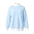 thumbnail image 4 of Unir Women's Color Block Neck Layering Sweatshirt Horizontal Stripe Oversized Rib Long Sleeve Casual Pullover Top 1PC S-XL Plus Size Friendly, 4 of 5