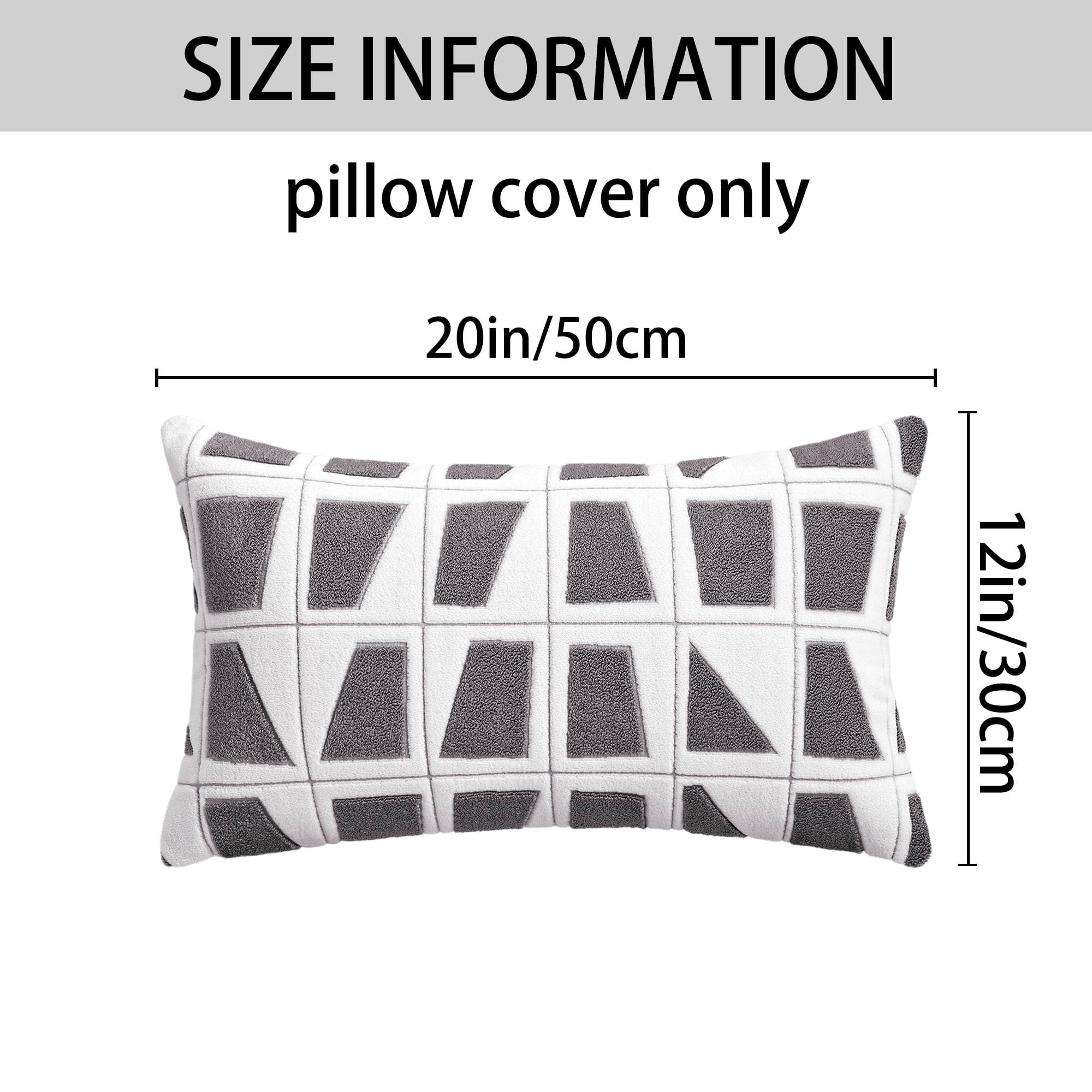 Unique Bargains Set of 2 Geometric Soft Plush Cushion Case Pillow Covers 20" x 12" Grey