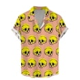 thumbnail image 3 of Camisas vintage con estampado floral de calaveras para hombre, divertidas camisetas de manga corta con estampado de calaveras en 3D, camisas hawaianas con solapa estampada para hombre, 3 of 5