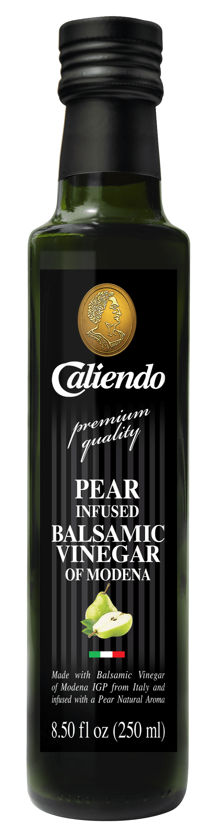 Caliendo Pear Infused Balsamic Vinegar, Modena IGP, Authentic Italian - 8.5 Fl Oz Bottle