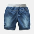 thumbnail image 5 of LIIPEE Girls Boys Jeans Shorts Summer Casual Comfortable Elastic Waist Drawstring Denim Shorts With Pockets Kids Stylish Daily Shorts,Dark Blue,8-10 Years, 5 of 7