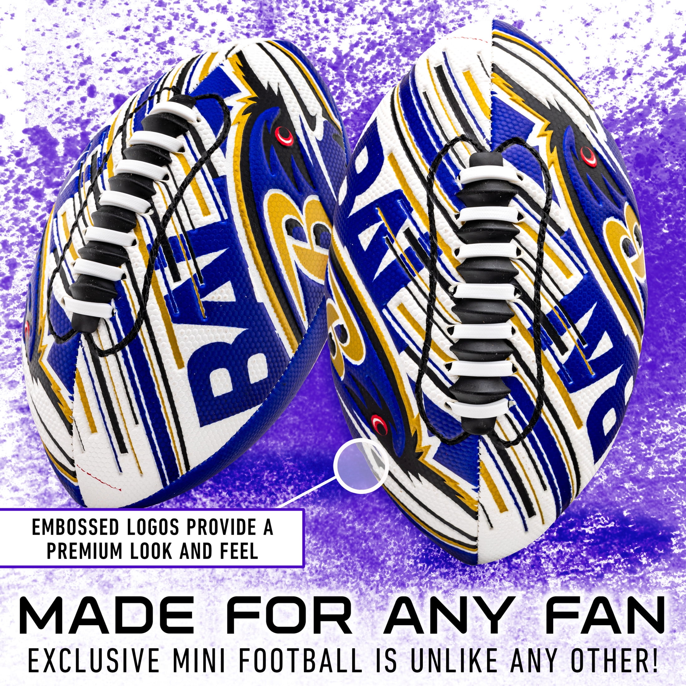 NFL Baltimore Ravens Football - Youth Mini Football - 8.5" Football- SPACELACE Easy Grip Texture- Perfect for Kids !