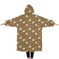thumbnail image 2 of Oversized Wearable Blanket Hoodie,Beige Chicken Pattern Sherpa Blanket Hoodie with Super Pockets,Super Warm Fuzzy Pullover for Women & Men, 2 of 6