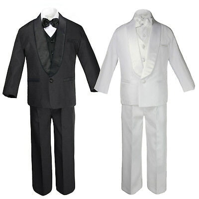 

White Blac Suit Shawl Lapel Tuxedo Vest Set Baby Toddler Boy Sm - 20 Teen
