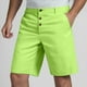 thumbnail image 2 of Pantalones cortos de lino con botones para hombre: cintura elástica, cordón, poliéster transpirable, pierna recta, tallas S-XXXL para primavera/verano, 2 of 8