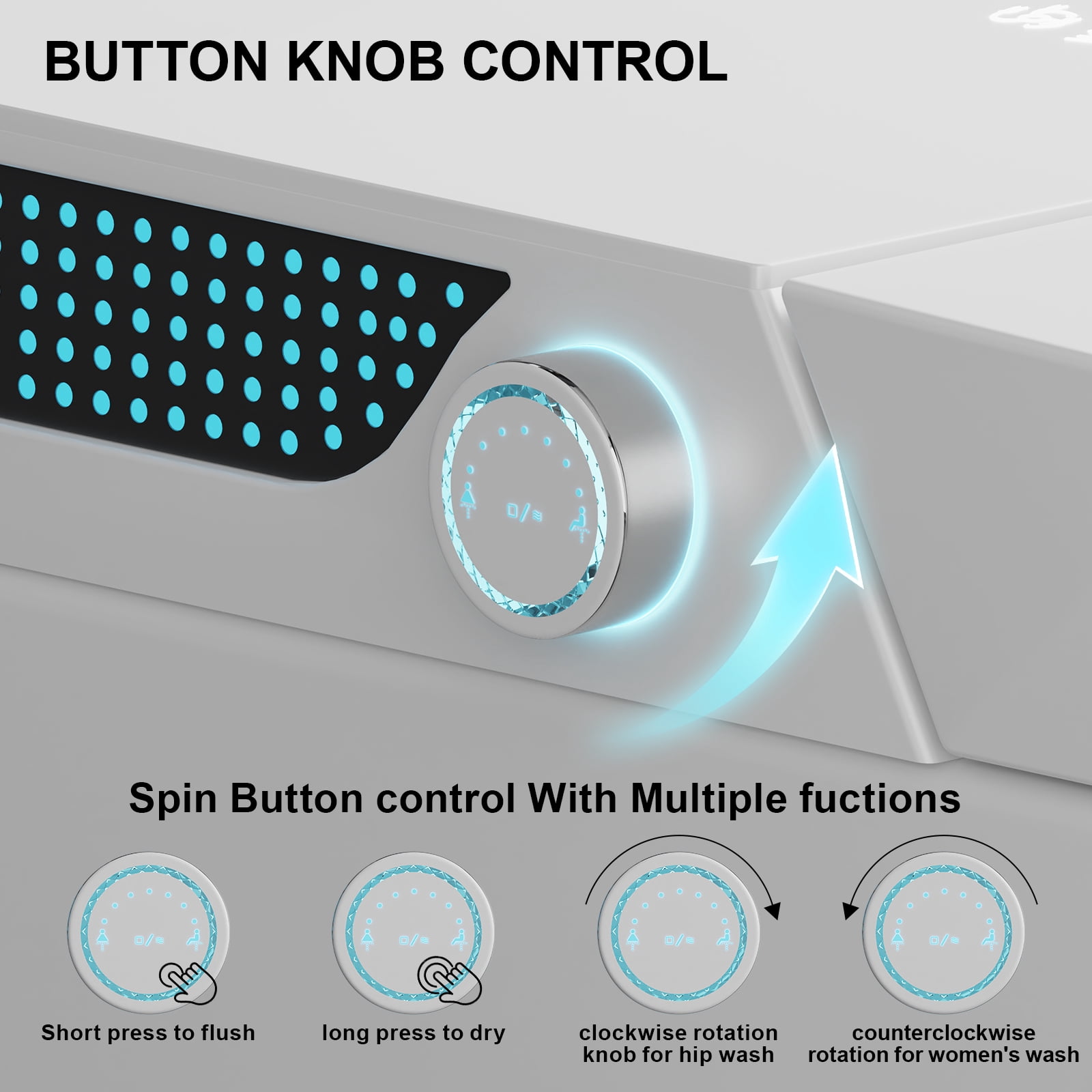 Smart Toilet with Heated Seat & Automatic Soft-Close Lid - Modern White/Black Bathroom Toilet with Night Light, Adjustable Temperature, Foam Seal System, Touchless Operation, Floor-Mounted Design, US
