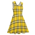 thumbnail image 4 of 2024 Present Birthday Clothes Womens Dress Skate Fashion Street Sleeveless Dresses Beach Boho Print Lines Black Dress Plaid Yellow, 4 of 7