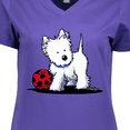 thumbnail image 4 of Inktastic Westie with Ball Women's V-Neck T-Shirt, 4 of 5