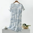 thumbnail image 2 of XIAONU Womens Nightshirts Summer Thin Trendy Short Sleeve Elegant Floral Nightgown Baggy Oversized Pleasure Round Neck Sleepwear Homewear, 2 of 3