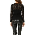 thumbnail image 3 of INSPIRE CHIC Women's Choker Neck Long Sleeves Gothic Floral Lace Top, 3 of 6