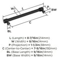 thumbnail image 6 of Amerock Faircrest 7-9/16 inch (192mm) Center-to-Center Matte Black Cabinet Pull, 6 of 7