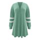 thumbnail image 5 of Cárdigan Umfun para mujer, liso, largo, tejido a rayas, con estampado, para vestidos, tops, ligero, con dobladillo alto y bajo, manga larga, verde, talla L, 5 of 5