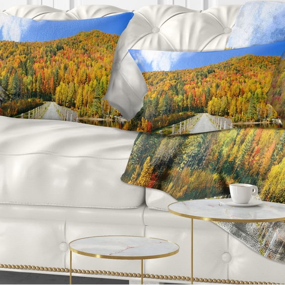 Designart Stowe Countryside View Panorama - Landscape Printed Throw Pillow - 12x20