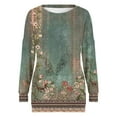 thumbnail image 4 of Penkiiy Sweatshirt for Women Long Sleeve Round-Neck Blouses & Shirts 1 Army Green Y2K Clothes, 4 of 5