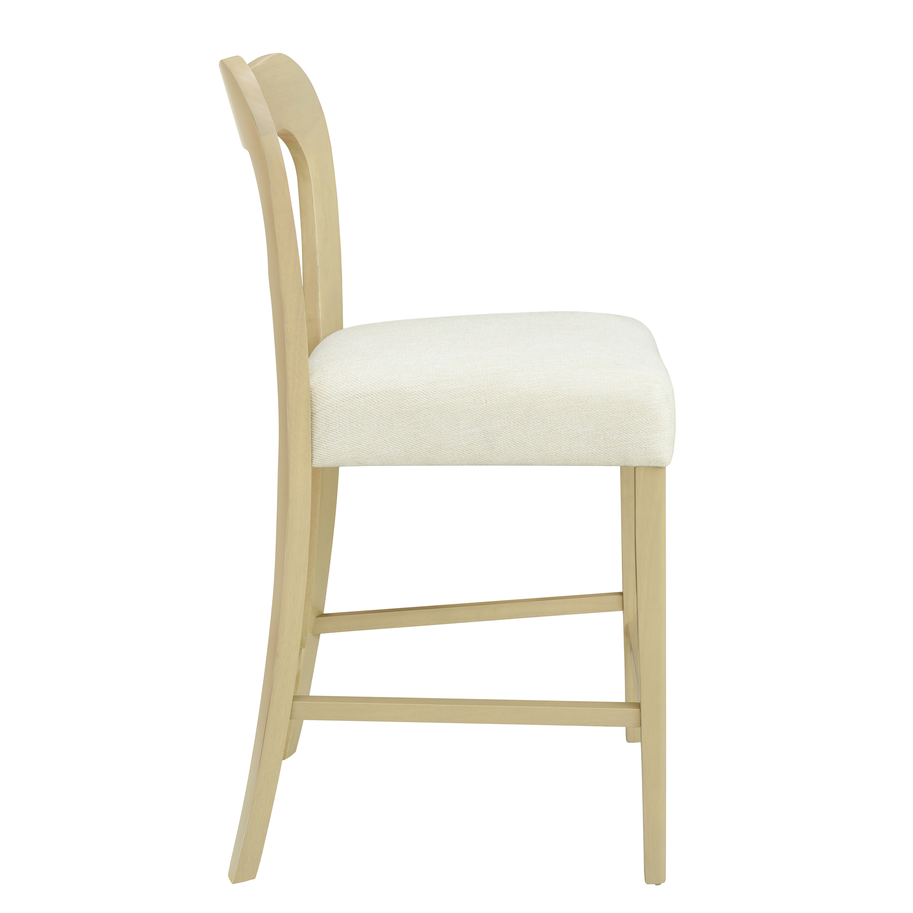 Euroco Counter Stools Set of 2, Upholstered Bar Stools Kitchen Island Chairs with Wooden Frame,Beige & Natural Ash
