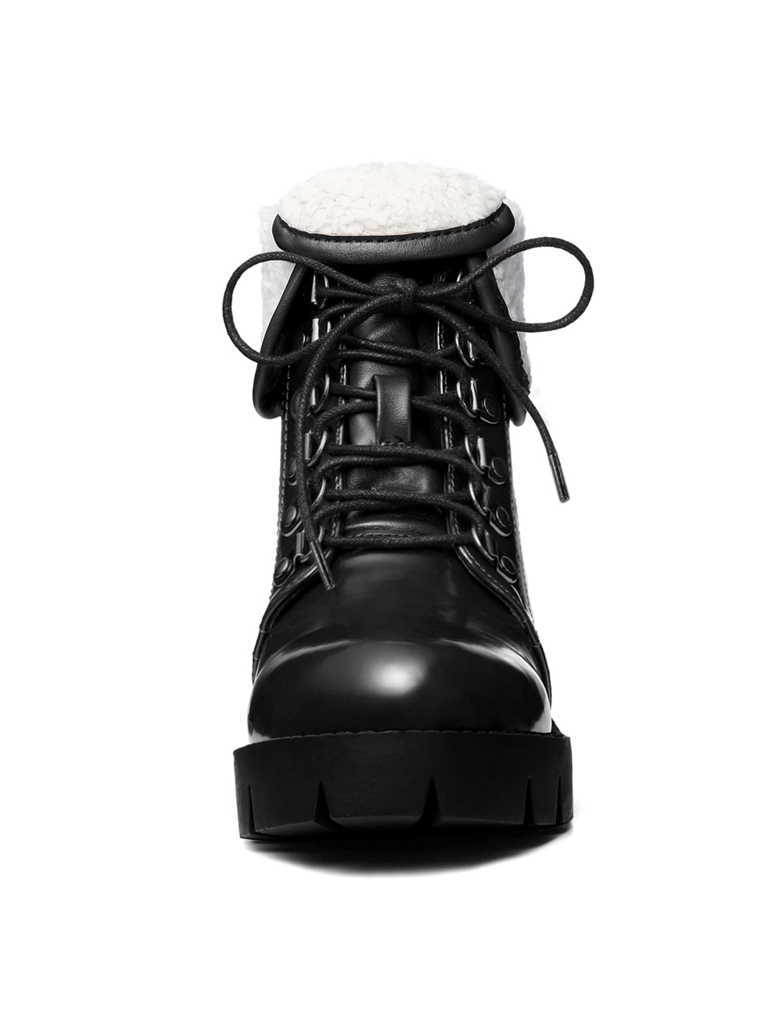 black fold down combat boots
