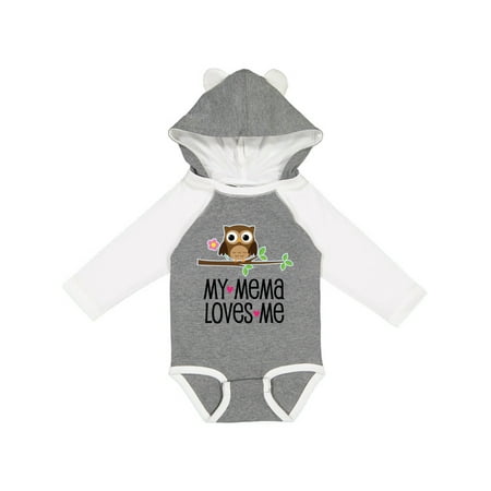 

Inktastic Mema Loves Me Girl Owl Gift Baby Girl Long Sleeve Bodysuit