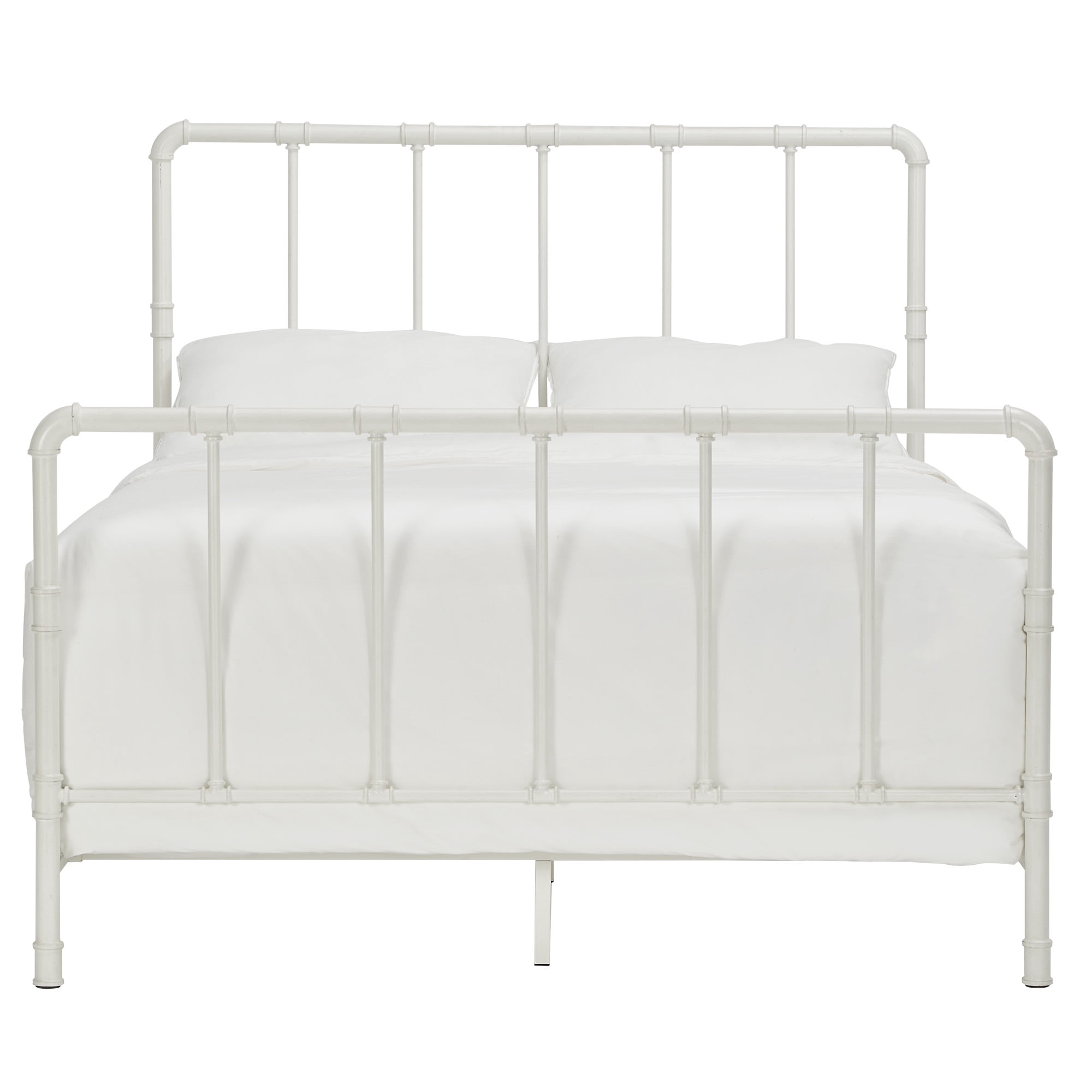 Weston Home Industrial Style Pipe Metal Full Bed, Antique White