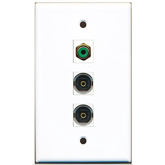 RiteAV - 1 Port RCA Green 2 Port Toslink Wall Plate