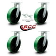 thumbnail image 2 of 12 Inch Heavy Duty Green Poly on Cast Iron Swivel Caster Set with 2 Swivel Locks, 2 of 2