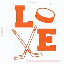 Love Hockey Sports Vinyl Decals Wall Stickers Boys Room Decor Art 23x19-Inch Orange