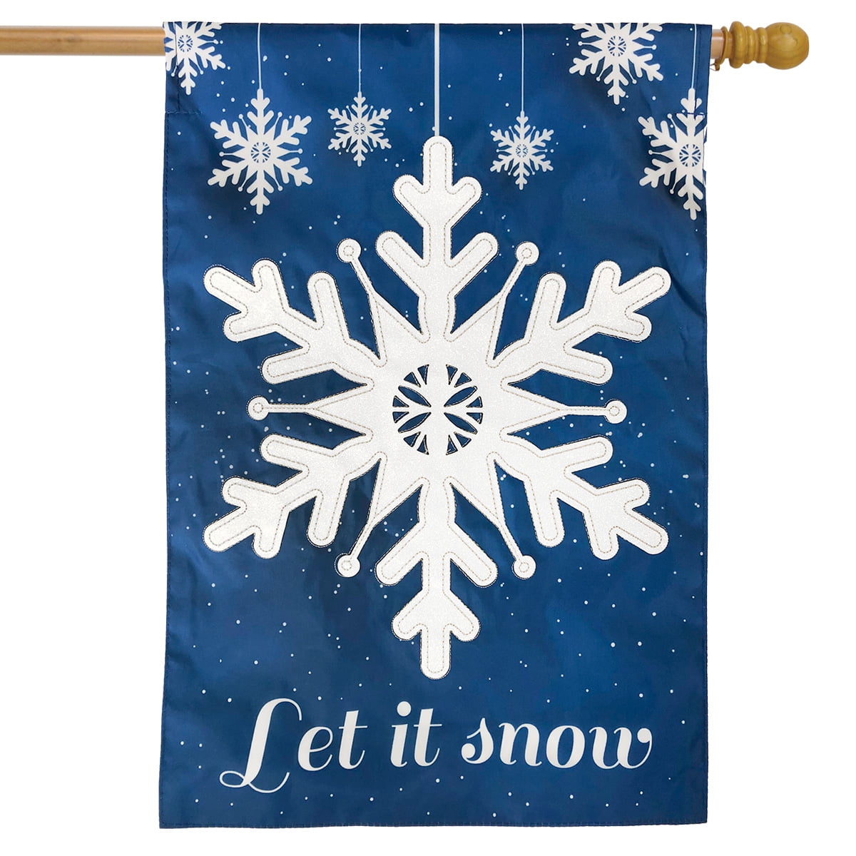 Let It Snow Snowflakes Applique House Flag Winter