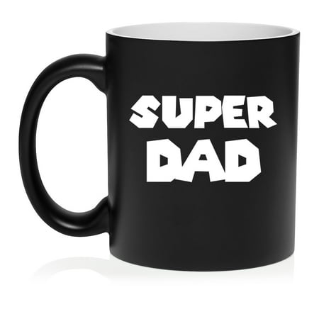 

Super Dad Father Ceramic Coffee Mug Tea Cup Gift for Dad Husband (11oz Matte Black)