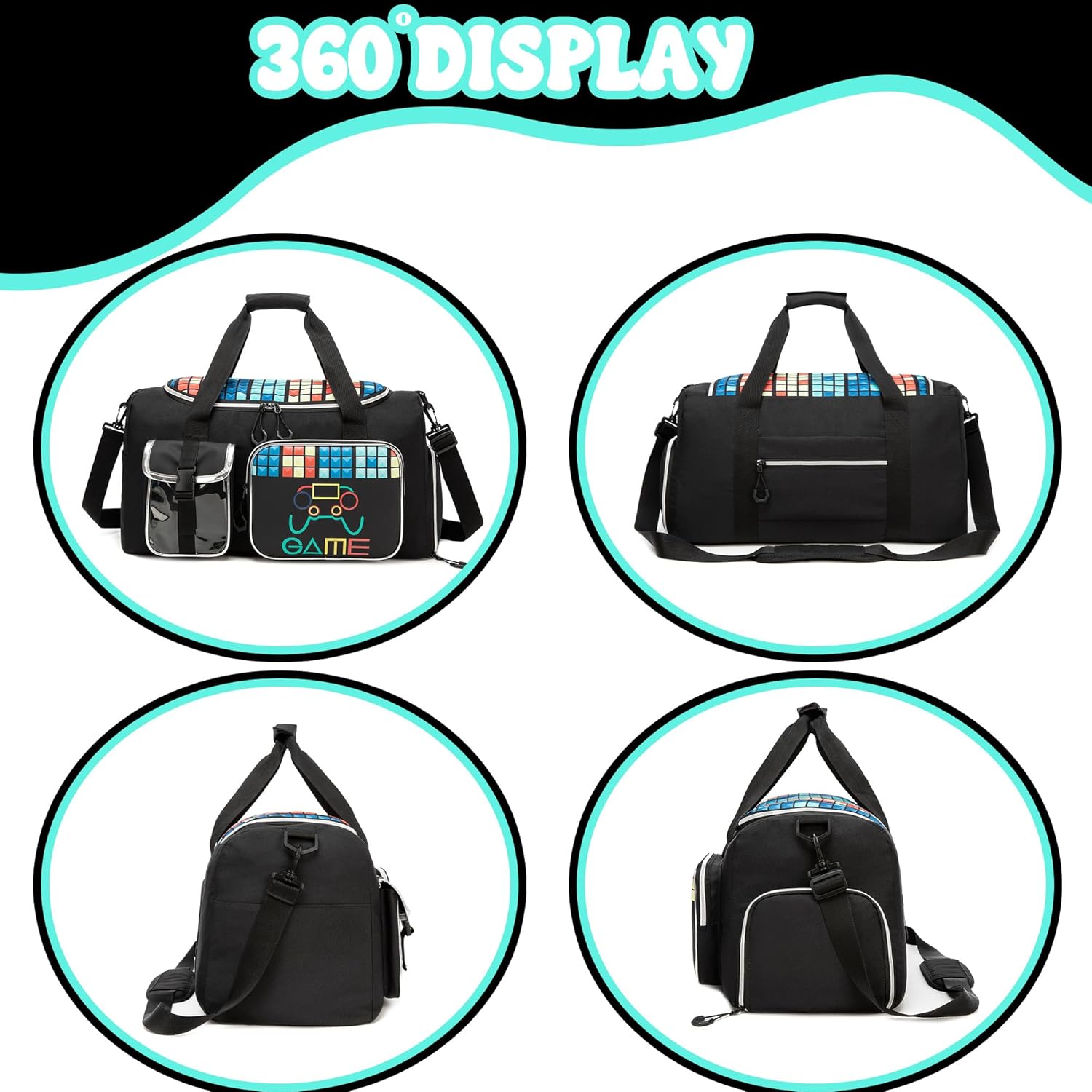 Kids Carry on Luggage Sets Hardshell Suitcases for Boys with Wheels Rolling Suitcase with Duffle Bag for Travel Neck Pillow