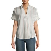 EV1 from Ellen DeGeneres Tropical Stripe Button Back Shirt Women’s