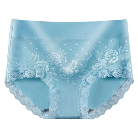 GEWSEY Undie-tectable Lace Hi-Hipster - For Core Control - Comfortable Lace Shapewear Underwear - No Visible Panty Lines (Blue  L)
