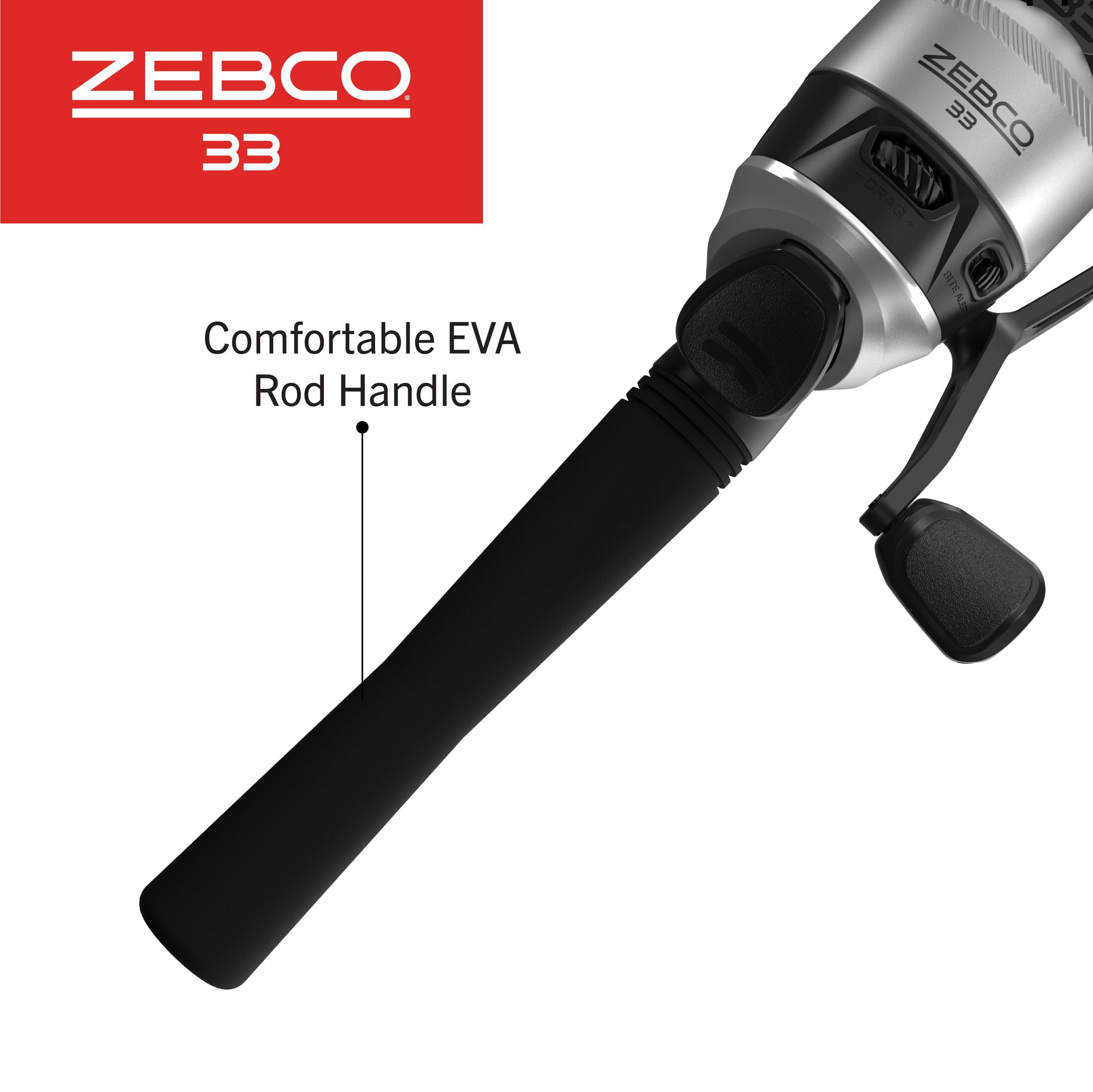 Zebco - Brandclub - Zebco 33 Spincast Reel and Fishing Rod Combo, 6-Foot 2-Piece Fiberglass Rod with EVA Handle, Quickset Anti-Reverse Fishing Reel with Bite Alert, Silver/Black Zebco - Brandclub - Zebco 33 Spincast Reel and Fishing Rod Combo, 6-Foot 2-Piece Fiberglass Rod with EVA Handle, Quickset Anti-Reverse Fishing Reel with Bite Alert, Silver/Black