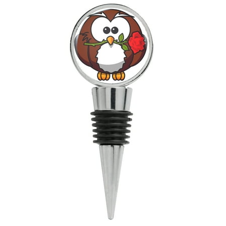 

Owl Cartoon with Rose in Mouth Wine Stopper