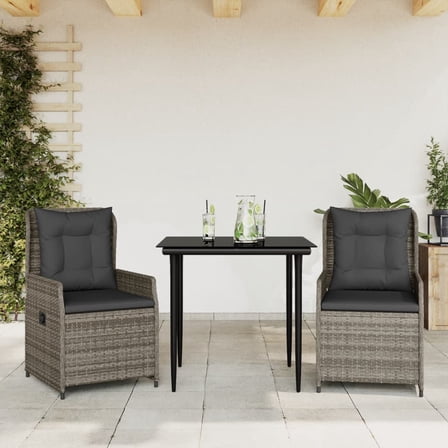 vidaXL Garden Dining Set Grey PE rattan Medium Removable Covers