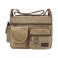 thumbnail image 2 of Canvas Crossbody Messenger Bag with Water Bottle Holders, 12 inch Laptop Shoulder Bag, Sling Satchel Purse w/Built-in Wallet, Back to School Supplies (Khaki) 12.2x5.51x8.27", 2 of 9